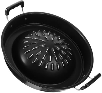KITANDOVE Edelstahl Grillpfanne Für Camping Und Haushalt Runde Bbq Pfanne Für Feiern Und Grillabende Robust Und Leicht Zu Reinigen Mit Praktischem Design Für Unterwegs