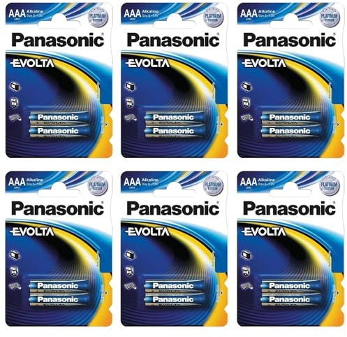 PANASONIC - Lote de 6 ampollas de 2 pilas alcalinas Evolta AAA LR03