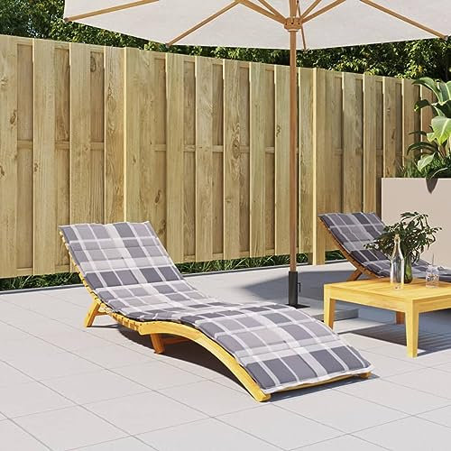 ShGaxin Liggstolsdyna i oxfordtyg, grå rutig 200 x 50 x 3 cm, kudde utomhus liggstol, liggunderlag för solstolar, hängmatta matta, hängmatta stolkudde, liggmadrass