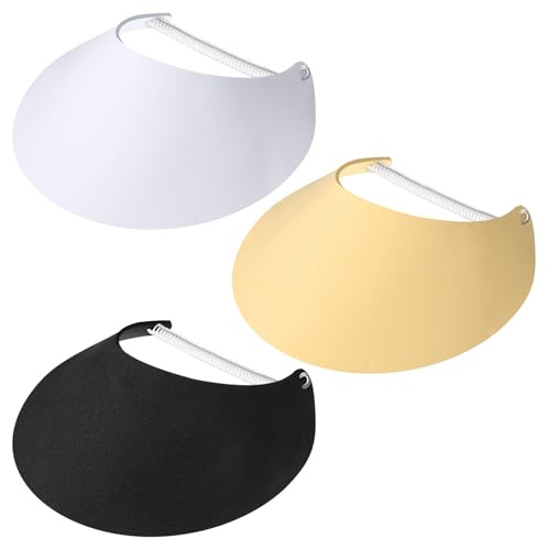 Vabean 3 Pcs Sun Visors for Women Solid String Sun Visor Hat Fabric Foam Adjustable Soft Visors Womens Golf Tennis Visor