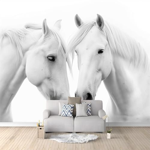 Art Fototapete Tierisches Weißes Pferd 350x256 cm Vlies Tapeten 3D Effekt Moderne Wandtapete Wohnzimmer Schlafzimmer Wandbilder Wand