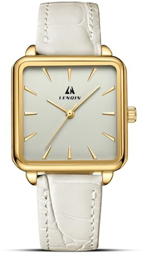 LN LENQIN Uhr Damen Armbanduhr Damen Uhr mit Großen Ziffern Analog Quarzuhr für Frauen mit Lederband