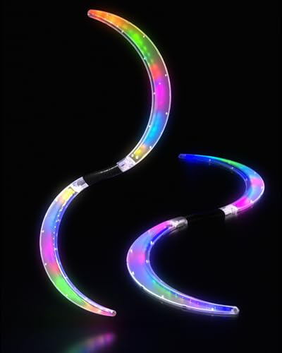 LED POI Stäbe S-Form mit 241 Farblichtmodi USB Wiederaufladbar Jonglieren Magic LED S-Staffs Farben, Tiefgreifender Visueller Effekt Zirkus Spielzeug