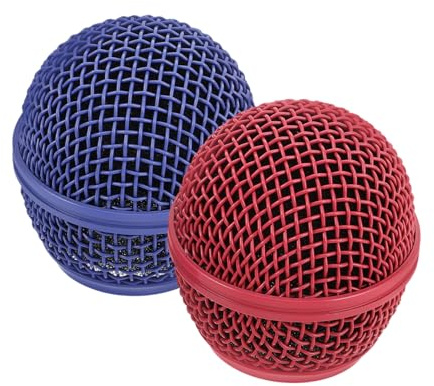 KONTONTY 2pcs Metal Microphone Grill Covers for Replacement Mic Parts Windproof Mesh Grill Head for Microphone Accessories