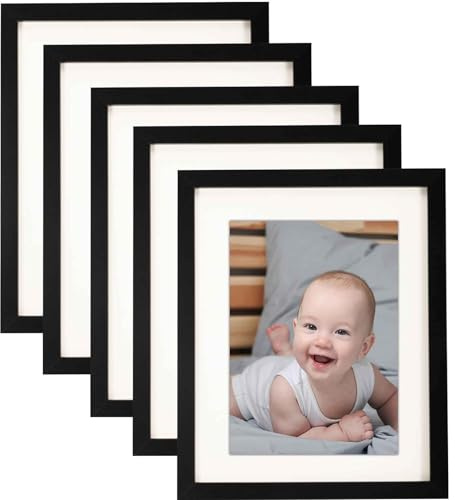 Kinmsito 5 Stück Bilderrahmen 20 x 25 cm,Schwarz Bilderrahmen,Holz-Rahmen für Fotos, Bilder, Poster, Wohnzimmer, Schlafzimmer(20.32x25.4cm,Schwarz)