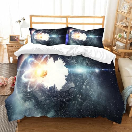 NIOYNJIS Bettwäsche Set 100% Baumwolle ist,Astronomie-Konzepthintergrund. 3D-Rendering,und allem auch für Personen mit Hautsensibilisierung empfohlen 152x203cm