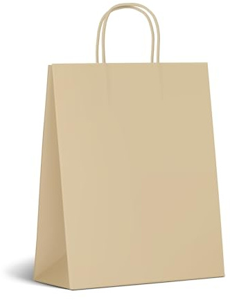 Inoverse 50 stycken papperspåsar med handtag, 18 x 8 x 22 cm, presentpåsar med papperssnöre, kraftpapperspåsar, bruna presentpåsar, små papperspåsar för shopping, gör-det-själv adventskalender