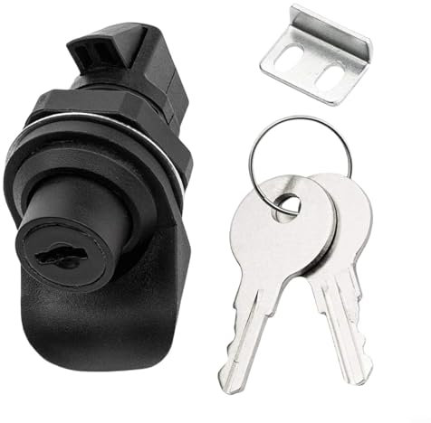 HomeVortex Marine Boat Push Button Latch Lock Security Cabinet Locking System For Radio Box Motorcycle Glove Box Plastic Metal Construction Black