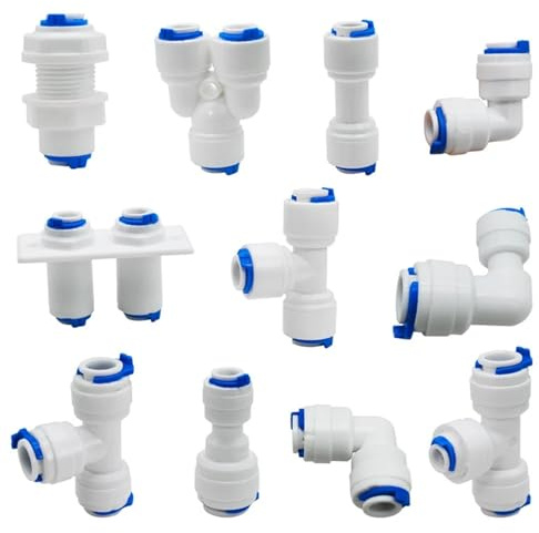 Raccord de tuyau d'osmose inverse - Raccord rapide - Tige en L - Raccord de tuyau en plastique pour aquarium - Forme en Y 9,52-9,52 mm