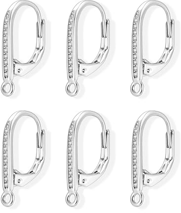 6 Stück Silber Ohrringhaken Ohrring Hebel Creolen Französische Ohrhake Set | Ohrringhaken Hängend Ohrringe Selber Machen Set Zirkonia Creolen Hebel Zurück Ohrringverschluss Schmuckherstellung Zubehör