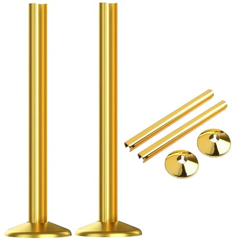 2 Pack Radiator Pipe Covers, 15x200mm Gold Radiator Pipe Covers and Clip On Radiator Pipe Collars for Towel Rail and Bathroom Chrome, Towel Rail Radiator Pipe Covers and Collars *Just Snap It*