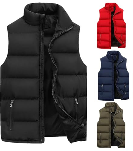 Generisch Steppweste Herren Leicht Winter - Weste Outdoor Daunenweste Sport mit Stehkragen und Ärmellose Sportweste Übergangsjacke für Männer Laufen Golf Wandern Reiten