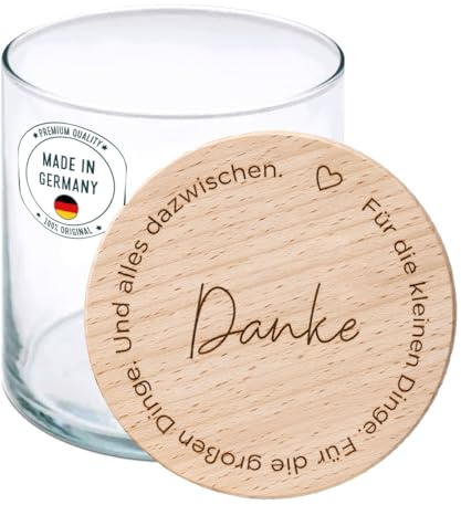 MaldetMOMENTS Dankeschön Geschenk – Geschenkglas mit Gravur zum Dank | Danke sagen zum Abschied, Abschiedsgeschenk, kleine Aufmerksamkeit | Vorratsglas mit Deckel (Klein - 530 ml)