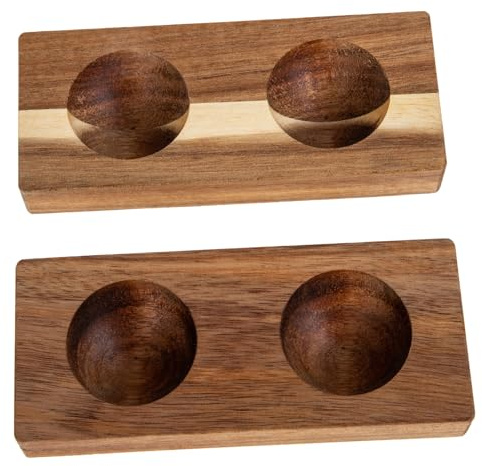 VALICLUD Porta Uova Vassoio Piatto 2 Pezzi in Legno Color Legno Facile da Pulire che Mantiene le Uova Ferme e Organizzate per Frigorifero e Piano Cucina