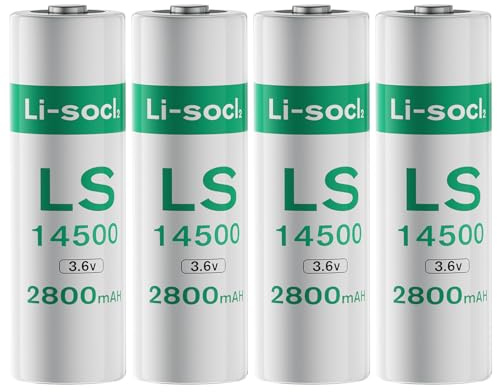 Confezione da 4 batterie al litio LS1450O 3,6 V AA 2800 mAh, batterie ER1450O, non ricaricabili