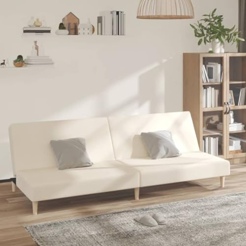 Frdhee Couch Für Wohnzimmer Couchgarnitur Wohnzimmersofa,Schlafsofa 2 Sitzer Creme Stoff,Kleine Couch Für Wohnzimmer,Schlafzimmer,Büro,Wohnung