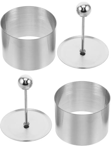 EPIGEIST Moldes Redondos de Acero Inoxidable 2 Piezas Medianos para Platos Fríos y Postres, Utensilios de Cocina para Hacer Sushi y Decorar Tartas, Molde Multifuncional para Presentar