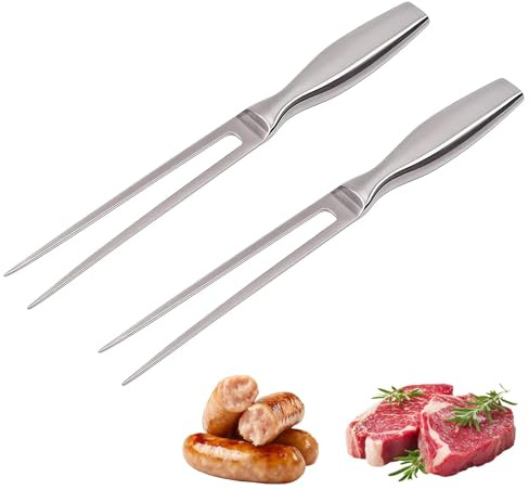 Zueyen Lot de 2 fourchettes à viande en acier inoxydable - Fourchette à barbecue de 30 cm - Fourchette de cuisine multifonctionnelle - Fourchette de service - Fourchette à rôtir - Fourchettes à fondue