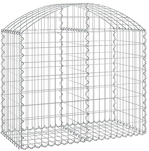 Nqyjm Garden Mesh Fence Gabion Basket Arched 100 x 50 x 80/100 cm Galvanised Iron Gabion Wall Stone Cages for Outdoor Patio Lawn Decorative
