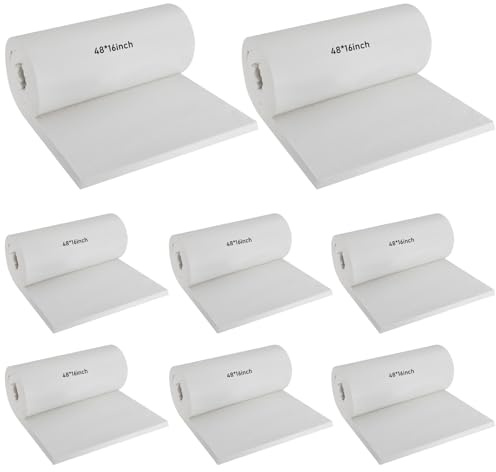 Amylove 8 mantas aislantes de fibra cerámica de 60 x 24 x 1 pulgadas, aislamiento térmico de alta densidad 2600 F para estufas, hornos, forjas, ladrillos refractarios, calderas, hornos de pizza