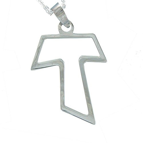 Alylosilver Collana con Ciondolo Croce d'argento Tau Cross per le donne Croce di San Francesco Assisi. Include Catena in Argento da 45 cm e Scatola Regalo