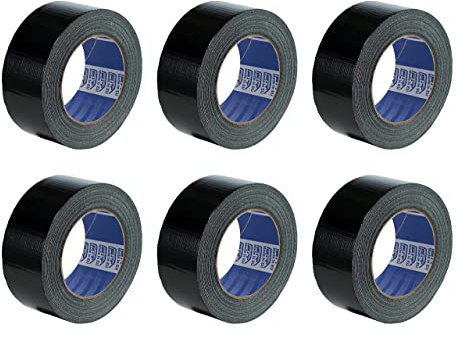 ACIT Nastro Telato Americano Nero, confezione da 6 pezzi, 50mm x 25 metri, impermeabile, per riparazioni e fai da te, isolante