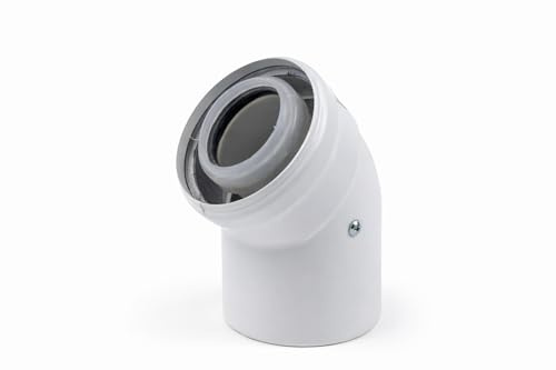 45° Konzentrisches Luft/Abgasbogen Ø 80/125 mm, Innen Kunststoff PP/Außenrohr Kunststoff PP.. DN 80/125 Bogen, Winkel, Abgas-Rohr Abgassystem Brennwert, Abgasleitung, Doppelrohr, Abgasrohr, Rohre