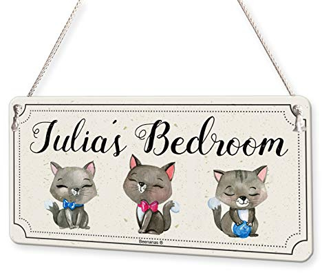 Beenanas Cute Cat Drawings Kittens Personalised Childs Bedroom Door Sign Name Plaque