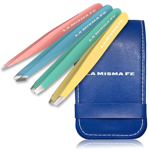 Fancy Pinzetten Set Zum Augenbrauen Zupfen Und Haar Entfernen Mit Etui (4-teilig) - Edelstahl Farbig - 4 Verschiedene Spitzen