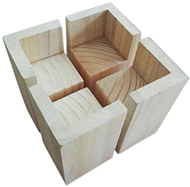 L-FöRmige Halb Geschlossene Holz Home MöBel Riser,MöBelerhöHer BetterhöHung TischerhöHer Elefantenfuß,FüR MöBel,Holzfarbe,Unbemalt,ErhöHen Sie Die MöBelhöHe,4 StüCk(5x5x5cm)
