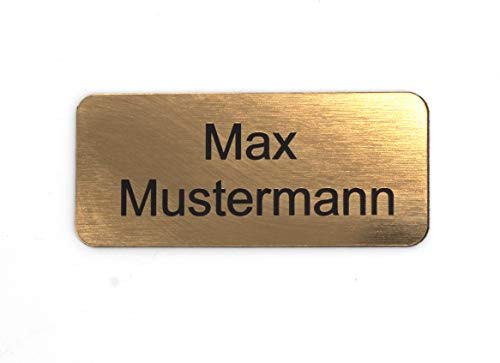 Gravurheim Briefkastenschild Türschild individuelle Gravur Name | selbstklebend - personalisiert | Kunststoff - Plastik | viele Farben und Größen (8x3,5cm Rechteck abgerundet, Gold-Schwarz)