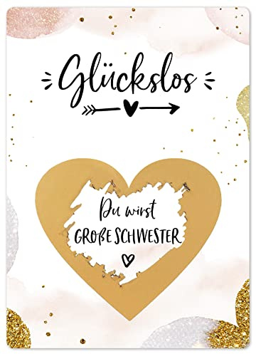 JoliCoon skrapkort golden glamour – Du kommer att vara storasyster – förmedla graviditet med skraplösa