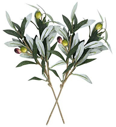 Garneck 2Pcs Olive Tree Branches Artificial Olive Plant Branches Olive Leaves Decor for Office Wedding Greenery Decorations, 23 * 36cm (47H815315P8)