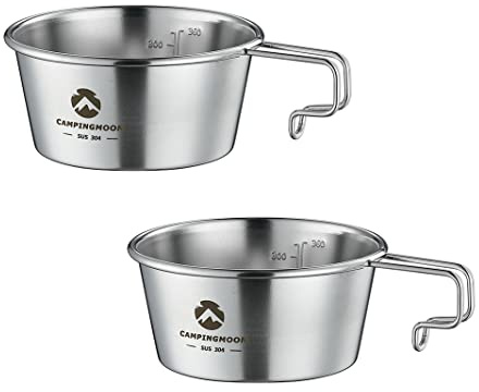 Campingmoon S-360-2P Lot de 2 tasses de camping en acier inoxydable 360 ml