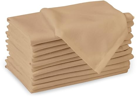 Encasa XO Stoffservietten Baumwolle, 180 GSM 43x43 cm | Hell beige, Saugstark & Strapazierfähig | Waschbar & Wiederverwendbar | Tischdeko, Hochzeit & Alltag | 12er Set