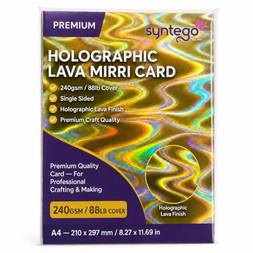 Karton, A4, 5 Blatt, 240 g/m², goldfarben, holografischer Lava-Effekt, Spiegelkarton