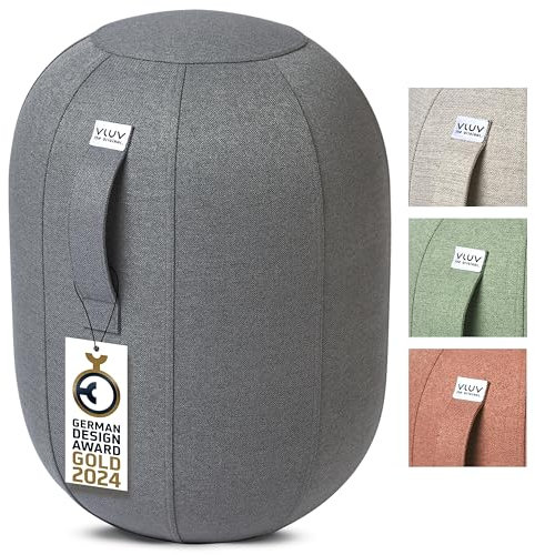 VLUV® KAPSUL SOVA Balance-Kapsel [Atmungsaktiv mit Tragegriff und Wegrollschutz] Waschbarer Stoffbezug | Ergonomischer Hocker | Schreibtischhocker | Wackelhocker | Sitzball Büro Ergonomisch