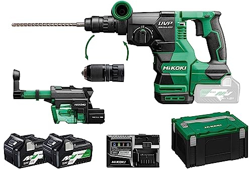 HIKOKI Akku Bohr- und Meißelhammer DH3628DCWEZ, SDS-plus (36V, 2x2,5 Ah, Schlagenergie 3,2 J, Zubehör: 1 Zusatzhandgriff, Bohrtiefenanschlag, Bohrfutter, Staubabsaugung, Akkus, Ladegerät, Koffer)