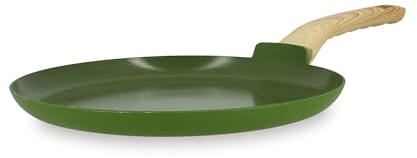 MENASTYL - Crêpière 26cm avec revêtement antiadhésif céramique (Sans PFAS/Sans PTFE) tous feux dont induction - En Aluminium - Gamme Colorama - Olive - 6020885