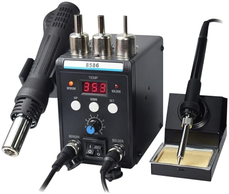 Station de Soudage Numérique 2 en 1 - Pistolet à Air Chaud et Fer à Souder - Pour Réparation Électronique (220V)