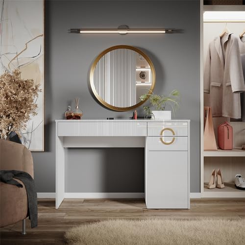 Vicco Schminktisch Adela, Weiß, 115 cm | mit 3 Schubladen, Funktioniert auch als stilvoller Arbeitsplatz