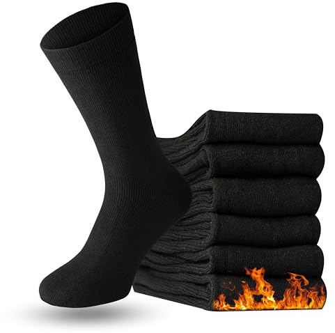 6 mens thermal socks (UK, Alpha, One Size, Regular, Regular, Black)