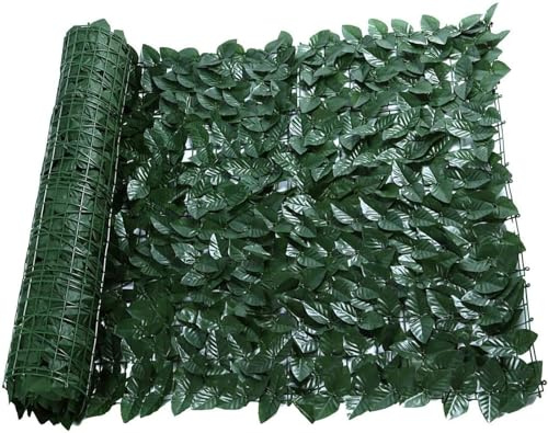 Efeu Sichtschutz Outdoor Wetterfest Privacy Screen Künstliche Hecke Paravent 1x5m 1x10m Grüner Zaun Sonnenschutz Balkon Terrasse Gartensichtschutz Kunstpflanzen Brise Außenansicht(Color:Style 4,Size:1