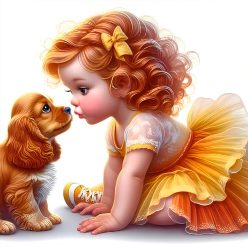 Hund Diamond Painting Erwachsene Kits, Diamond Painting Mädchen Tiere Bilder, Mosaikherstellung Malen Nach Zahlen Kompletter Rund Bohrer Cross Stickerei Malerei Kits für Home Wand Décor 30 x 30cm