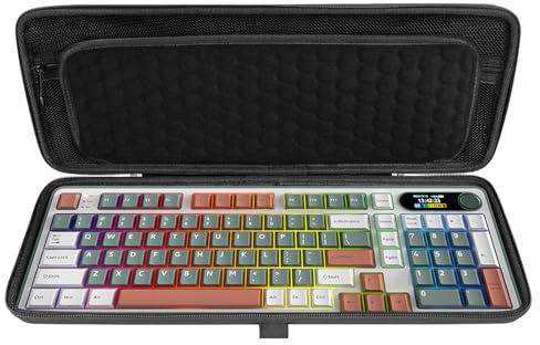 Linkidea Funda rígida de viaje para teclado compacto del 90% al 96%, computadora de 100 teclas inalámbricas/con cable, bolsa de almacenamiento protectora, compatible con RK Royal KLUDGE S98, AULA F99