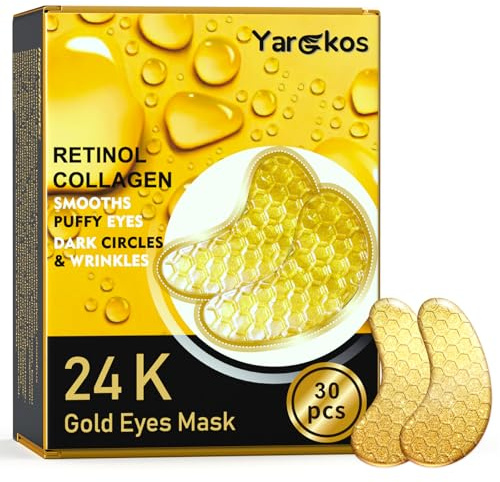 30 par 24K guldögonmask, hyaluron anti-aging gyllene ögonkuddar, kollagen hydrogel gel-eyepads minskar mörka mörka mörka ringar ögonpåsar rynkor, djup återfuktande ögonlappar