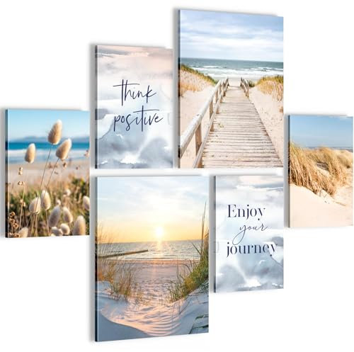 Novart Tableaux Decoration Murale Ensemble Plage de Bohème Tabloeau - PRÊT À ÊTRE ACCROCHÉ - Aucun Cadre Nécessaire - Chambre Salon Cuisine - N034763b