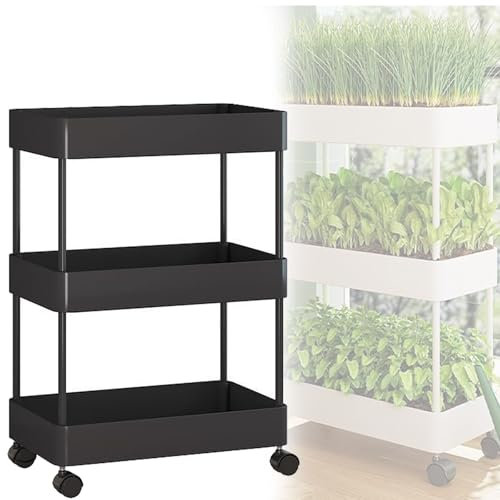 Blumentreppe, 3-stufiger Pflanzenständer auf Rollen, Pflanzenständer für den Innenbereich mit Rollen, für die Ecke, Blumentopf aus Kunststoff, Mehrfach-Präsentationsregal für Wohnzimmer(Color:B)