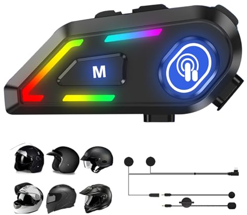 Casque de moto Bluetooth avec micro IPX6 étanche, casque de moto sans fil ENC antibruit, casque Bluetooth 5.3 TWS sans fil pour vélo, équitation, ski