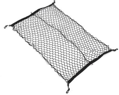 autositz Organizer 100 cm X 70 cm Schwarzes Nylon-Kofferraumnetz Gepäckaufbewahrungstasche Für Den Hinteren Heckbereich Mesh-Netzwerk Mit 4 Haken Kofferraum Organizer Klett
